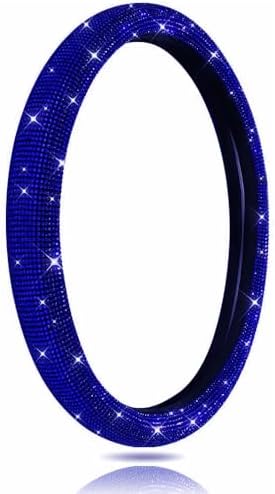Bling Steering Wheel Cover for Men Cool Car Sparkly Blue Rhinestone 15 Inch - Image 3