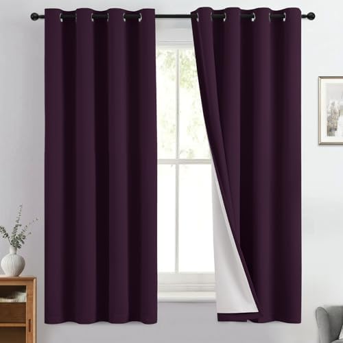 Yakamok Dark Purple 100% Blackout Curtains 63 Inches Long 50" Wide 2 Panels by Yakamok