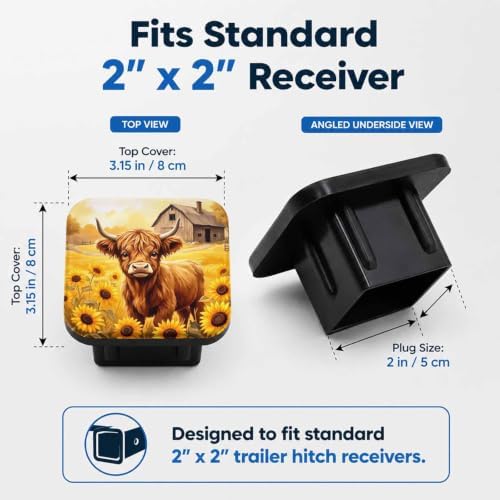Trailer Hitch Covers Highland Cow Sunflowers Heavy Duty 2 Inch Hitch Cover - Image 2