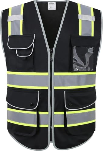 JKSafety Safety Vest for Men Women Reflective Hi Vis JK901 Black S by JKSafety