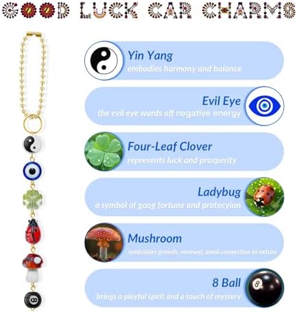 Evil Eye Car Hanging Ornament, Cute Good Luck Rearview Mirror Charm - Image 3