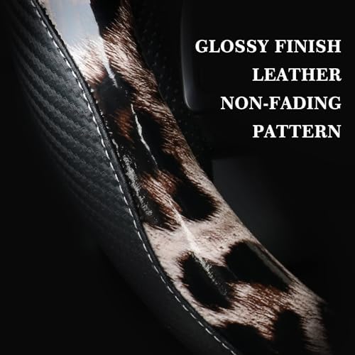 KAFEEK Dark Brown Leopard Print Steering Wheel Cover - Image 4