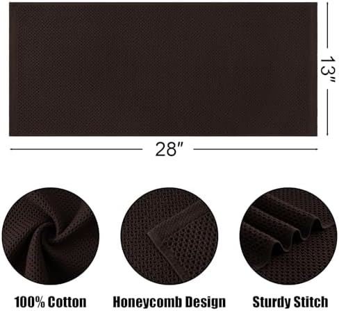 Kitinjoy 100% Cotton Waffle 4-Pack Kitchen Towels, Dark Brown - Image 2