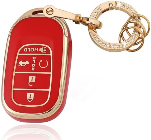 TPU Key Fob Cover with Bling Ring, Compatible with Honda Accord Civic HR-V CR-V by Aoocar