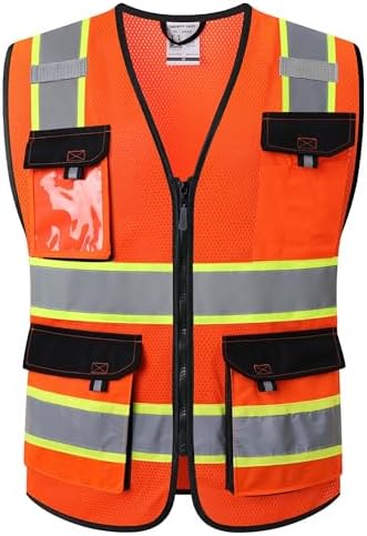 JKSafety Safety Vest for Men Women Hi Vis Reflective Vest JK220 Orange M by JKSafety