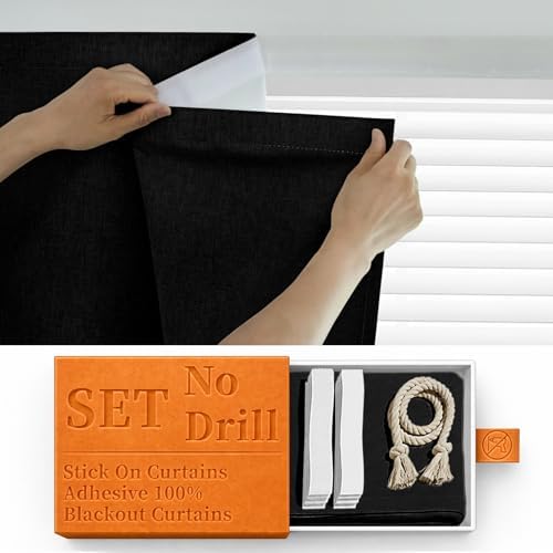 100% Blackout Self Adhesive Curtains, Use by Sovtfides