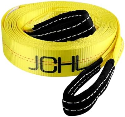 Recovery Tow Strap with Reinforced Loops 2inx20ft Heavy Duty 24, 000lb Break by JCHL