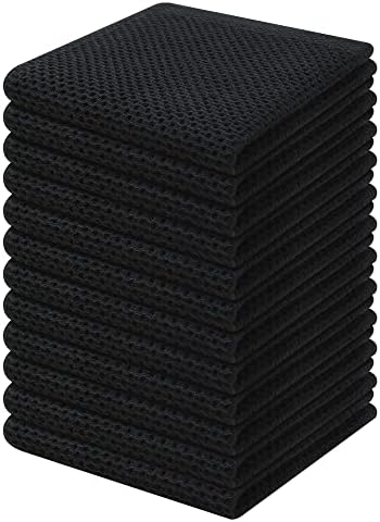 Kitinjoy 100% Cotton Kitchen Dish Cloths, 12 Pack Waffle Weave Ultra Soft by Kitinjoy