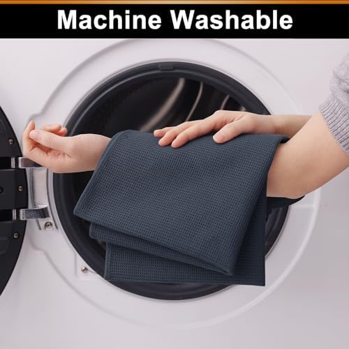 Homaxy 100% Cotton Waffle Weave Kitchen Towels, 4 Pack, Dark Grey - Image 5