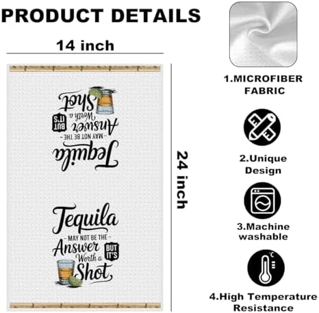 Tequila Gifts, Funny Kitchen Towels, Tequila Accessories Hand Towels - Image 2