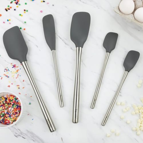 Tovolo Stainless Steel Handled Silicone Spatula Set of 5 Charcoal Gray - Image 2