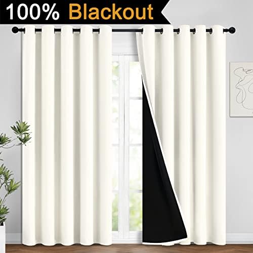 Yakamok Full Blackout Curtains 84 Inches Long, 2 Thick Layers Grommet Top - Image 2
