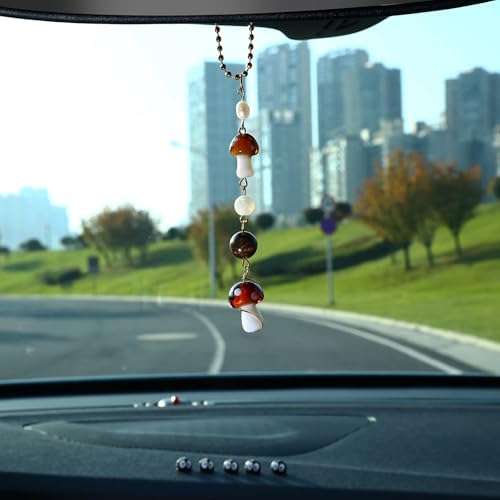 Car Rear View Mirror Accessories Witchy Car Hanging Ornament, Mushroom Rearview - Image 2