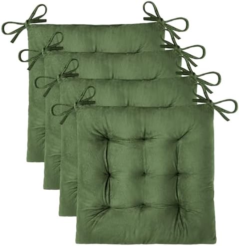 OVOV 4 Pack Chair Cushions for Dining Chairs 15.5"x15.5" Green by OVOV
