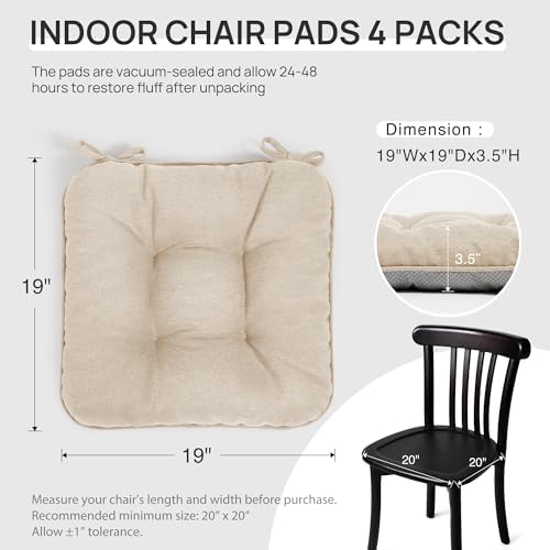 Love's cabin Memory Foam Chair Cushions Set of 4, 19 Inch - Image 2