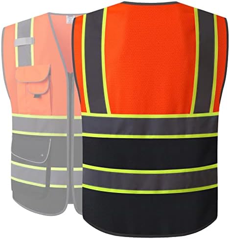 JKSafety Safety Vest for Men Women Reflective Hi Vis JK100 OBlack 2XL - Image 5