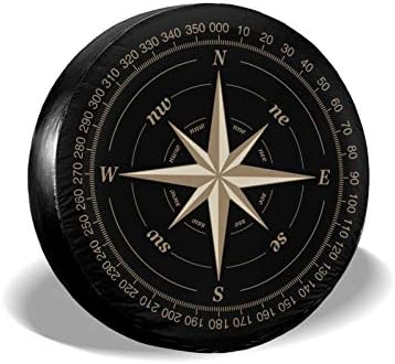 Compass Rose Black Spare Tire Cover by TianHeYue