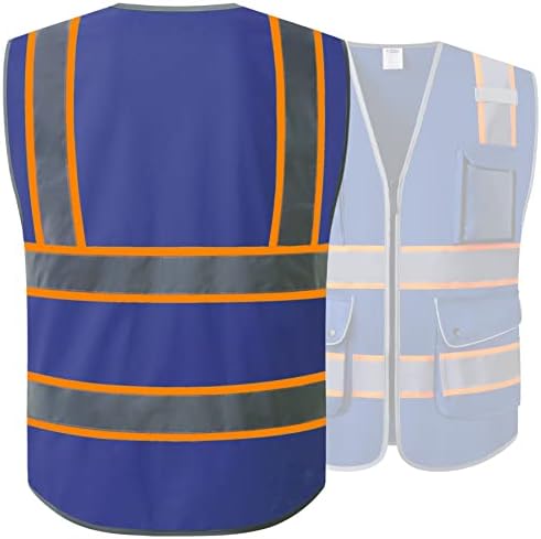 JKSafety Safety Vest for Men Women Reflective Hi Vis JK901 Blue 2XL - Image 2