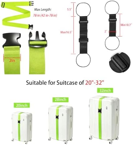 4 Pack Luggage Straps for Suitcases, Two Types of Adjustable Belts - Image 2
