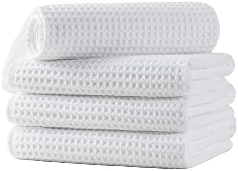 Microfiber Waffle Hand Towels, 4 Pieces, Fast Drying, Lint Free 430 GSM by Unknown