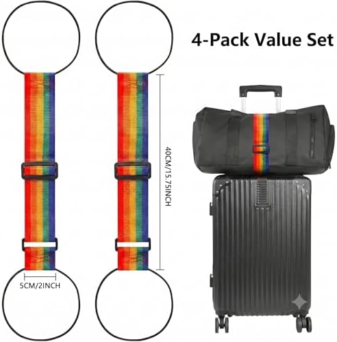 Add-A-Bag Luggage Straps 4 Pack, Adjustable Elastic Bungee Travel Suitcase - Image 2