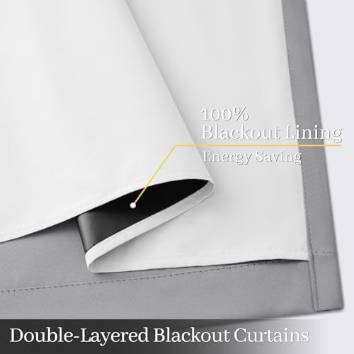 Yakamok Dove Grey 100% Blackout Curtains 63 Inches Long 50" Wide 2 Panel - Image 3