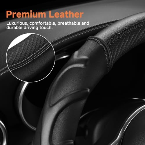 West Llama Carbon Fiber Leather Steering Wheel Cover - Image 5