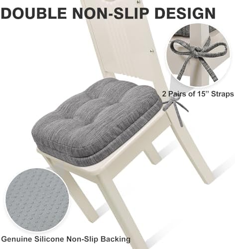 Shinnwa Kitchen Chair Cushions Set of 2, Dual-Layer Memory Foam Dining Chair - Image 5