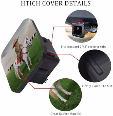 Hitch Cover Plug Cat Cowboy, 2 Inch Receivers Diameter Funny Cowboys Cat Horse - Image 3