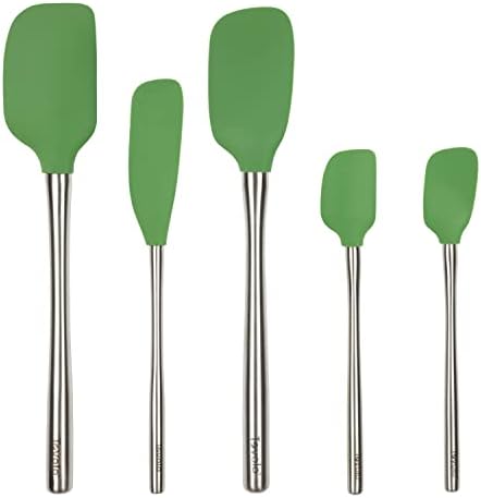 Tovolo Stainless Steel Handled Silicone Spatula Set of 5 Pesto Green, by Tovolo