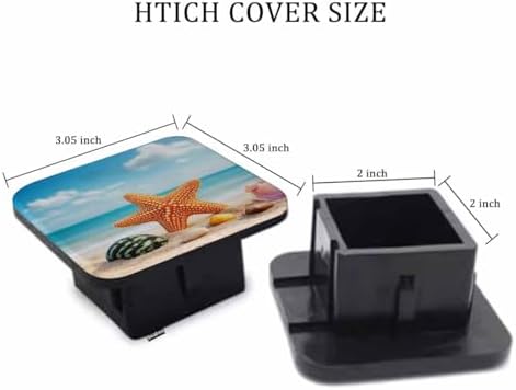 Seashell Trailer Hitch Tube Cover Plug Cap, Colorful Ocean Beach Starfish - Image 2