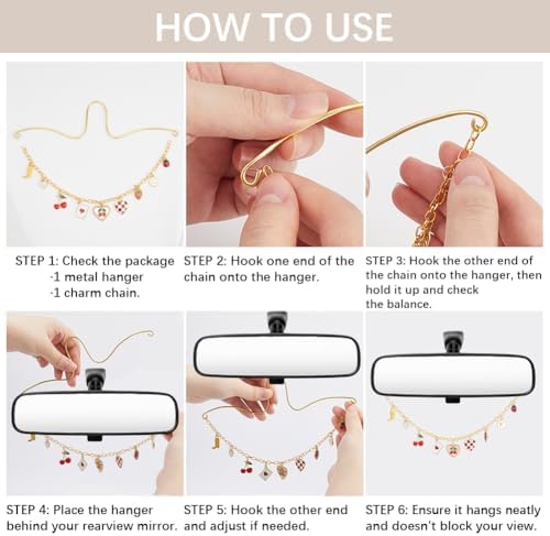 Rearview Mirror Charm for Car Aluminum Chain - Image 5