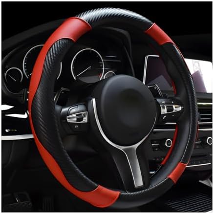DXNQ Car Steering Wheel Cover, 15 Inch Carbon Fiber Leather Stitching Color by DXNQ