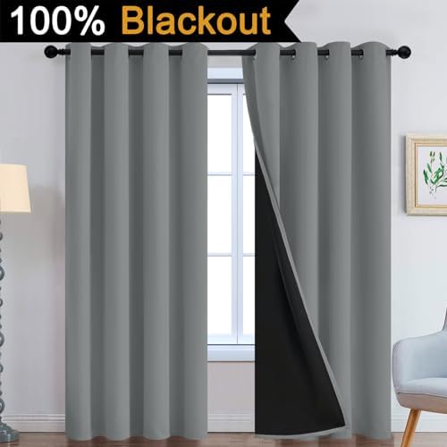 Yakamok Dove Grey 100% Blackout Curtains 96 Inches Long 52" Wide 2 Panel - Image 2