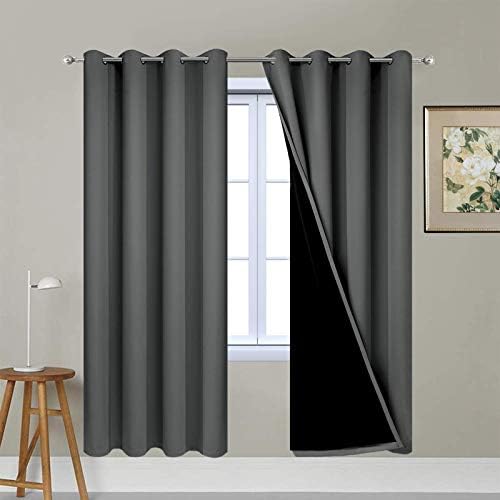 Yakamok Dark Grey 100% Blackout Curtains 72 Inches Long 52" Wide 2 Panels by Yakamok