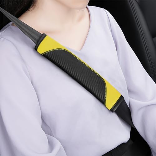AUCELI 2PCS Carbon Fiber Car Seat Belt Cover, Breathable Leather - Image 4