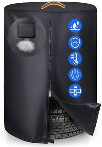 420D Tire Cover for Storage, Holds 4 Tires 33in, for RV Camper Trailer by GRABADO