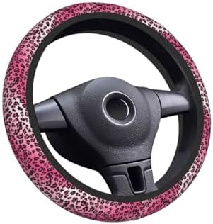 Steering Wheel Cover 15 Inch Breathable Anti Slip, Leopard Hot Pink by Unknown