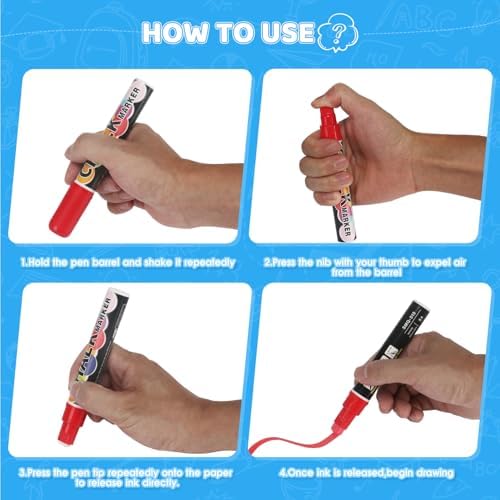 4PCS Red Jumbo Liquid Chalk Markers Erasable 10mm Reversible Tip - Image 4