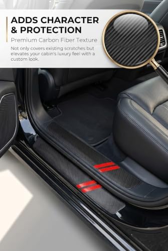 4 PCS Door Sill Protectors, Anti-Scratch Door Edge Guards, Carbon Fiber Leather - Image 3