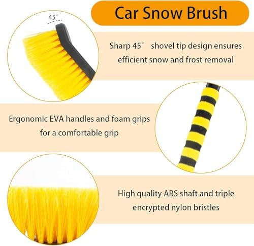 27” Snow Brush & Detachable Ice Scraper 2-in-1, Scratch-Free Split Bristles - Image 3