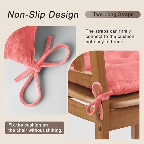 OVOV 2 Pack Chair Cushions for Dining Chairs 15.5"x15.5" Pink - Image 3