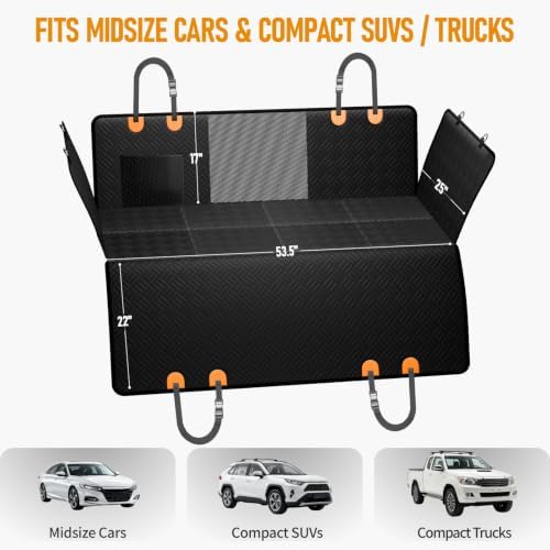 Dog Car Seat Cover for Back Seat, Hard Bottom Back Seat Extender for Dog - Image 3