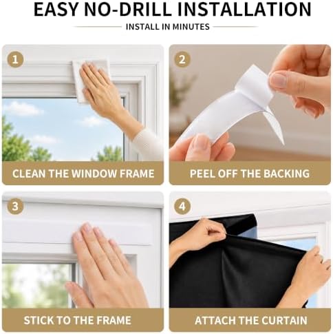 Autohesion Curtains for Windows, Bedroom Blackout Curtains for - Image 3