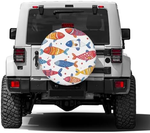 Cute Fish Seamless Pattern Spare Tire Cover Dust-Proof Wheel Tire Cover Fit - Image 2
