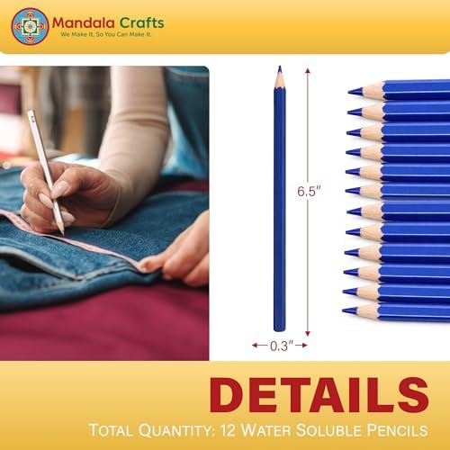 Mandala Crafts Blue Water Soluble Fabric Pencils - Image 3