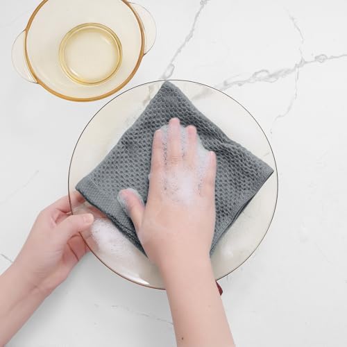 Homaxy 100% Cotton Waffle Weave Kitchen Dish Cloths 8-Pack - Image 4