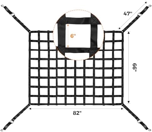 Cargo Net for Pickup Truck Bed Adjustment 66" x 82"-2” Wide Mesh - Image 2
