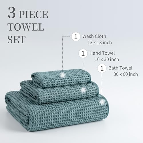 MICROFI New Microfiber Waffle Bath Towels, 3 Pieces, Fast Drying, Lint Free - Image 3