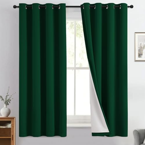 Yakamok Dark Green 100% Blackout Curtains 63 Inches Long 50" Wide 2 Panels by Yakamok